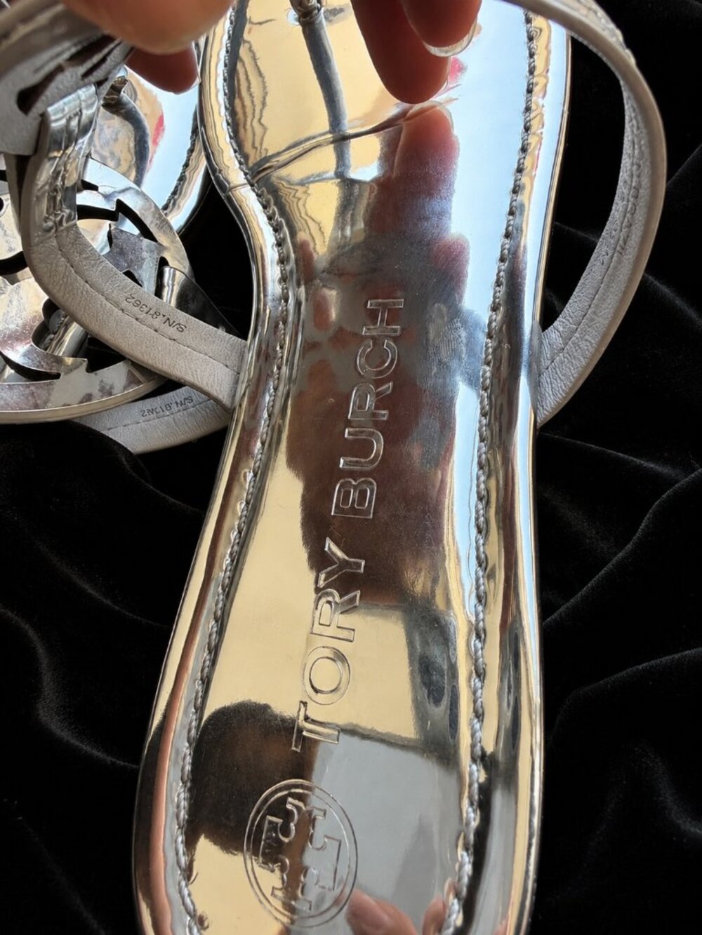 Tory Burch Mirror Metallic Miller Sandals Silver - Picture 3 of 5